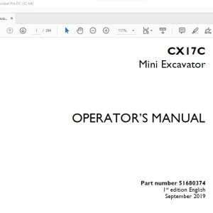 Case CX17C Mini Excavator Operator's Manual 51680374 - PDF DOWNLOAD