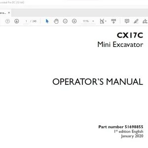 Case CX17C Mini Excavator Operator's Manual 51698855 - PDF DOWNLOAD