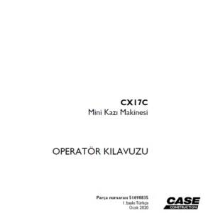 Case CX17C Mini Kazı Makinesi OPERATÖR KILAVUZU - PDF DOWNLOAD