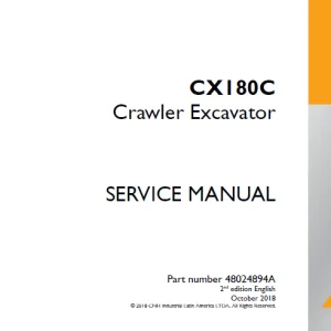 Case CX180C Crawler Excavator Service Manual 48024894A - PDF DOWNLOAD