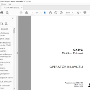 Case CX19C Mini Kazı Makinesi OPERATÖR KILAVUZU Parça numarası 90361784 - PDF DOWNLOAD