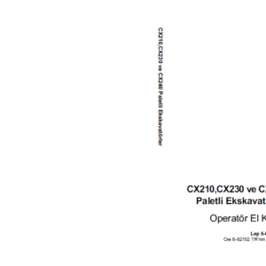 Case CX210 CX230 ve CX240 Paletli Ekskavatörler Operatör El Kitabı - PDF DOWNLOAD