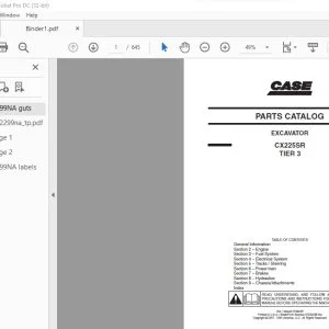 Case CX225SR Tier 3 Excavator Parts Catalog Manual - PDF DOWNLOAD
