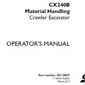 Case CX240B Material Handling Crawler Excavator Operator's Manual 48110827 - PDF DOWNLOAD