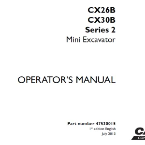 Case CX26B CX30B Series 2 Mini Excavator Operator's Manual 47530015 - PDF DOWNLOAD