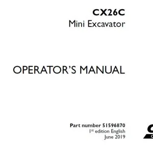 Case CX26C Mini Excavator Operator's Manual 51596870 - PDF DOWNLOAD