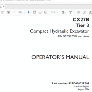 Case CX27B Tier 3 Compact Hydraulic Excavator Operator's Manual S2PD00005ZE01 - PDF DOWNLOAD