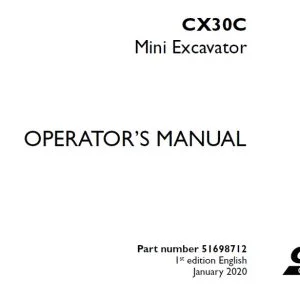 Case CX30C Mini Excavator Operator's Manual 51698712 - PDF DOWNLOAD