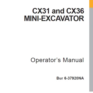 Case CX31 & CX36 Mini Excavator Operator’s Manual 6-37920 - PDF DOWNLOAD