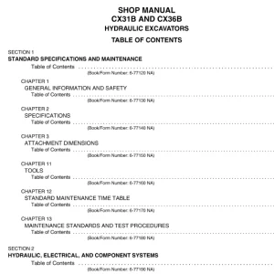 Case CX31B & CX36B Hydraulic Excavators Shop Manual 6-77110 - PDF DOWNLOAD
