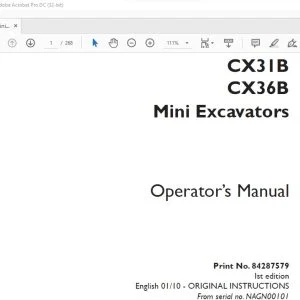 Case CX31B CX36B Mini Excavators Operator's Manual 84287579 - PDF DOWNLOAD