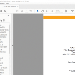 Case CX31B Mini Excavator Tier 3 ASN PW15-50001 Parts Catalog Manual 47880312 - PDF DOWNLOAD