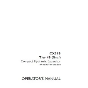 Case CX31B Tier 4B (final) Compact Hydraulic Excavator Operator's Manual S2PW00049ZE03 - PDF DOWNLOAD