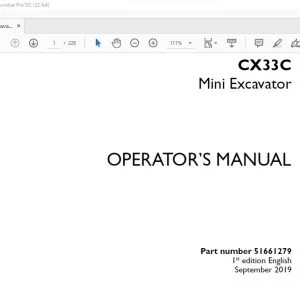 Case CX33C Mini Excavator Operator's Manual 51661279 - PDF DOWNLOAD