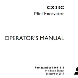 Case CX33C Mini Excavator Operator's Manual 51661313 - PDF DOWNLOAD