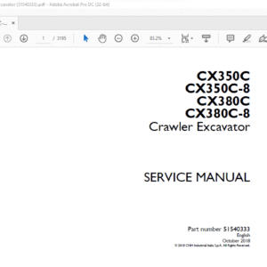 Case CX350C CX350C-8 CX380C CX380C-8 Crawler Excavator Service Manual 51540333 - PDF DOWNLOAD