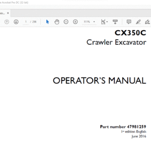 Case CX350C Crawler Excavator Operator's Manual 47981259 - PDF DOWNLOAD