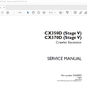 Case CX350D (Stage V) CX370D (Stage V) Crawler Excavator Service Manual 51634937 - PDF DOWNLOAD