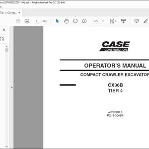 Case CX36B Tier 4 Compact Crawler Excavator Operator's Manual - PDF DOWNLOAD