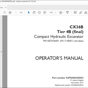 Case CX36B Tier 4B (final) Compact Hydraulic Excavator Operator's Manual S2PX00050ZE03 - PDF DOWNLOAD