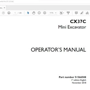 Case CX37C Mini Excavator Operator's Manual 51566508 - PDF DOWNLOAD