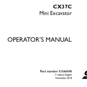 Case CX37C Mini Excavator Operators Manual 51566590 - PDF DOWNLOAD