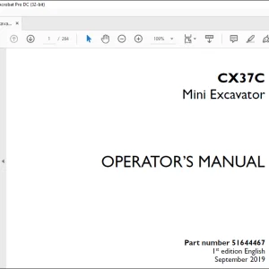 Case CX37C Mini Excavator Operator's Manual 51644467 - PDF DOWNLOAD