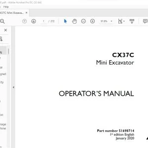 Case CX37C Mini Excavator Operator's Manual 51698714 - PDF DOWNLOAD