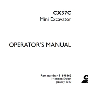 Case CX37C Mini Excavator Operator's Manual 51698862 - PDF DOWNLOAD