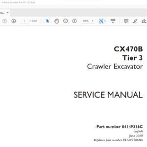 Case CX470B Tier 3 Crawler Excavator Service Manual 84149316C - PDF DOWNLOAD
