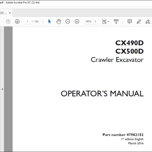 Case CX490D CX500D Crawler Excavator Operator's Manual 47982152 - PDF DOWNLOAD