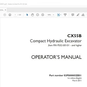 Case CX55B Compact Hydraulic Excavator Operator's Manual S2PS00005ZE01 - PDF DOWNLOAD