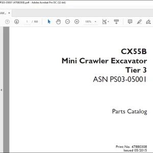 Case CX55B Mini Crawler Excavator Tier 3 Parts Catalog Manual 47880308 - PDF DOWNLOAD