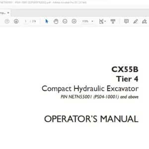 Case CX55B Tier 4 Compact Hydraulic Excavator Operator's Manual S2PS00016ZE02 - PDF DOWNLOAD