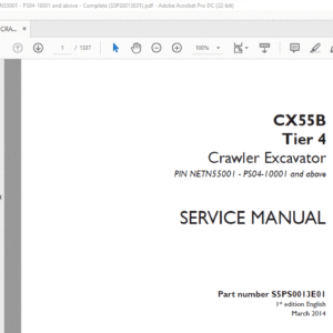 Case CX55B Tier 4 Crawler Excavator Service Manual S5PS0013E01 - PDF DOWNLOAD