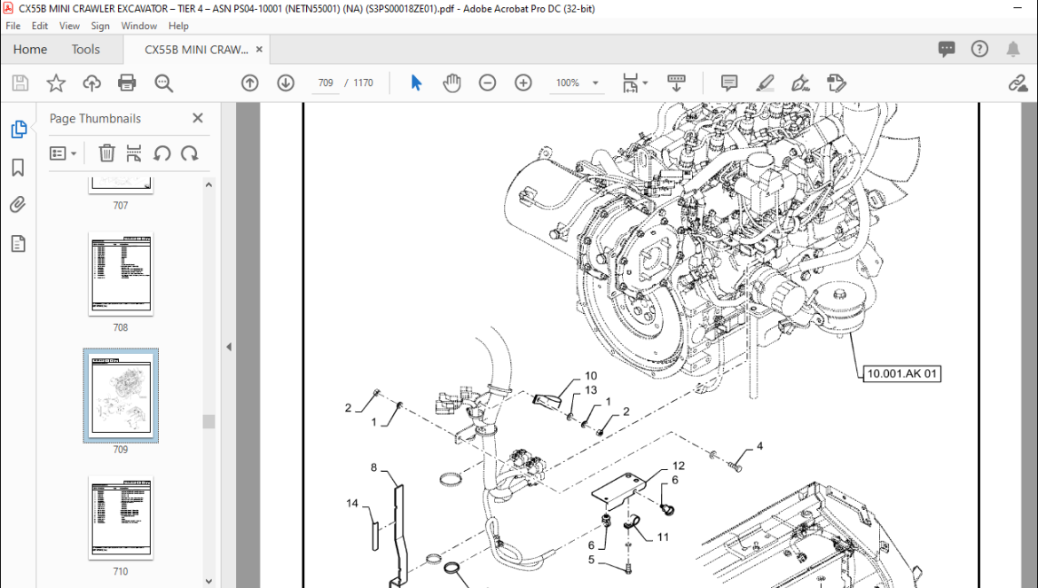 Case CX55B Tier 4 Mini Crawler Excavator Service Manual S5PS0014E01 ...