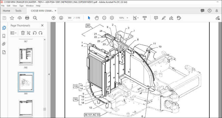 Case CX55B Tier 4 Mini Crawler Excavator Service Manual S5PS0014E01 ...