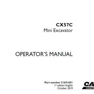 Case CX57C Mini Excavator Operator's Manual 51691681 - PDF DOWNLOAD