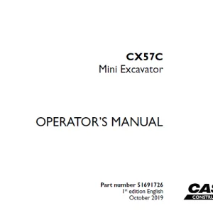 Case CX57C Mini Excavator Operator's Manual 51691726 - PDF DOWNLOAD
