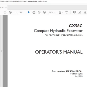 Case CX58C Compact Hydraulic Excavator Operator's Manual S2PS00018ZC01 - PDF DOWNLOAD