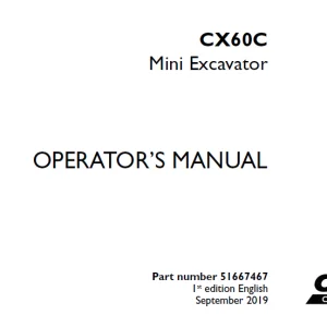 Case CX60C Mini Excavator Operator's Manual 51667467 - PDF DOWNLOAD