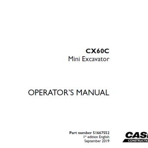 Case CX60C Mini Excavator Operator's Manual 51667552 - PDF DOWNLOAD
