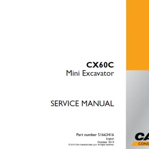 Case CX60C Mini Excavator Service Manual 51663416 - PDF DOWNLOAD