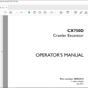 Case CX750D Crawler Excavator Operator's Manual 48052415 - PDF DOWNLOAD