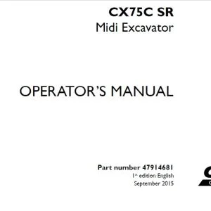 Case CX75C SR Midi Excavator Operator's Manual 47914681 - PDF DOWNLOAD