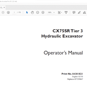 Case CX75SR Tier 3 Hydraulic Excavator Operator's Manual 84301821 - PDF DOWNLOAD
