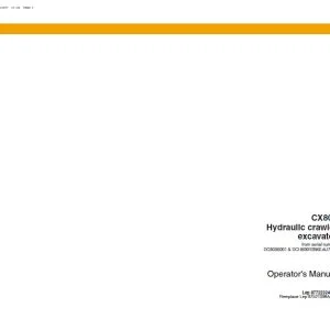 Case CX800 Hydraulic Crawler Excavator Operator's Manual 87722324 - PDF DOWNLOAD