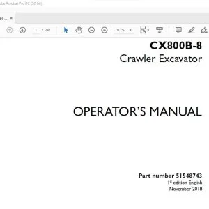 Case CX800B-8 Crawler Excavator Operator's Manual 51548743 - PDF DOWNLOAD