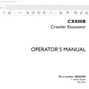 Case CX800B Crawler Excavator Operator's Manual 48020289 - PDF DOWNLOAD