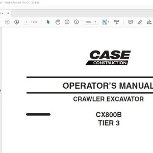 Case CX800B TIER 3 Crawler Excavator Operator's Manual - PDF DOWNLOAD